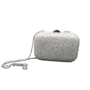 NEW Olga berg Casey Hot Fix Crystal Encrusted Clutch Purse in Silver